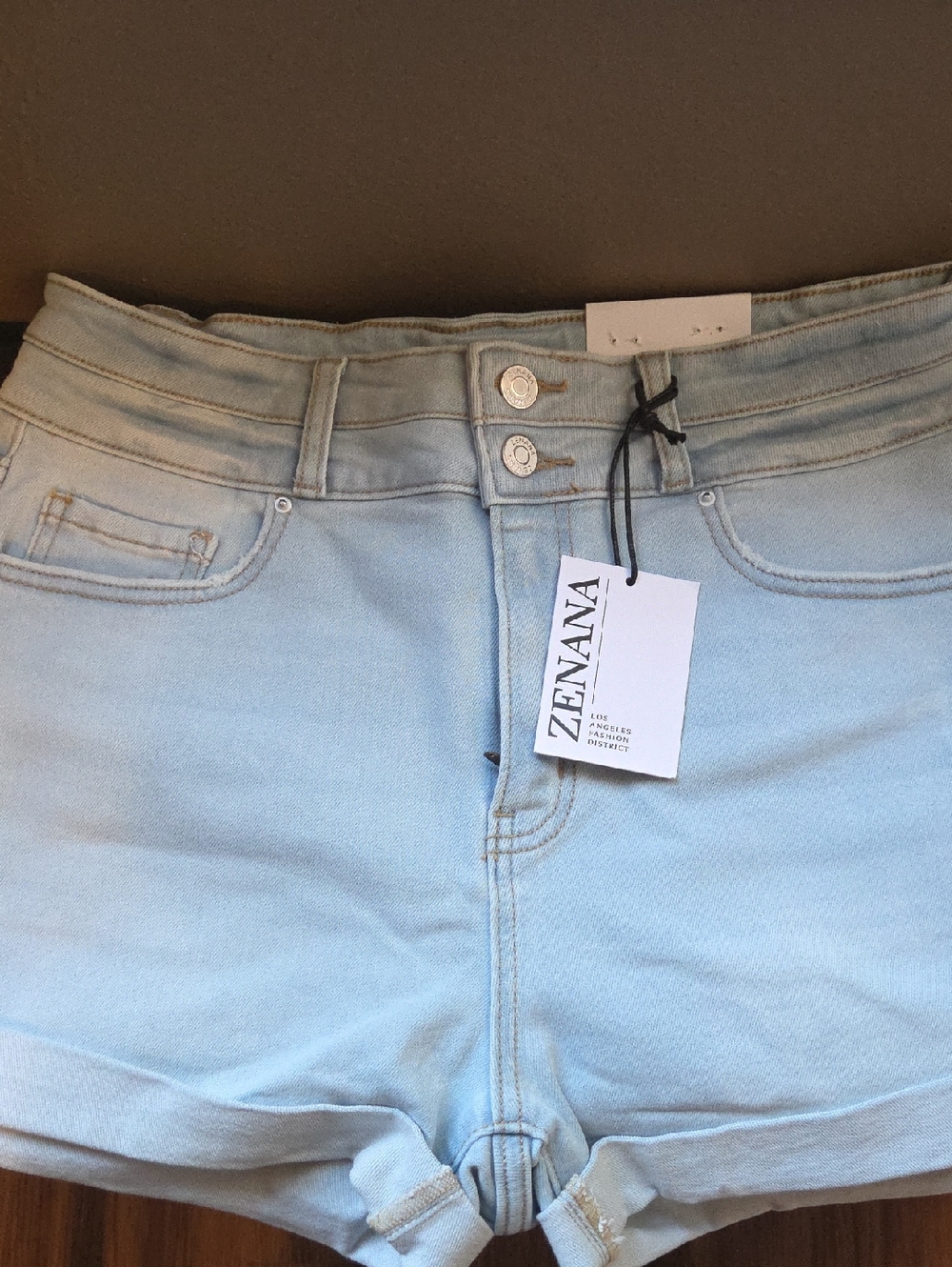 Zenana Outfitters Light Blue High-Rise Denim Shorts